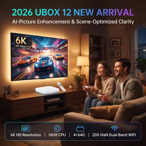 【Genuine】2026 Unblock UBOX12 Android 12 TV Box 4GB RAM 64GB ROM H618 6K HD WiFi 6 BT5.0 AI Voice CDN