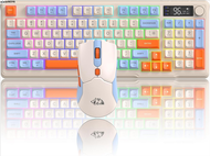 ◐ΘZIYOU LANG T96 Wireless Gaming Keyboard and Mouse Combo BT/2.4G RGB Backlit with Smart Display Kno