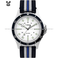 TIMEX TW2U11000 Men's Analog Watch Navi XL 41mm 24-hours Fabric Strap White Blue *Original