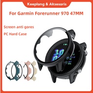 Bumper Garmin Forerunner 970 47MM Hard Case Tempered Glass Case Protector Cover for Garmin F970 47mm
