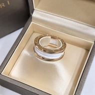 2024 full set 寶格麗/Bvlgari B.Zero1繫列 白陶瓷 戒指 單環 55碼 AN855564
