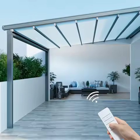 Outside Exterior Courtyards Terrace Pop Up Foldable Aluminium Metal Waterproof 6X3 Awnings Arbor Per