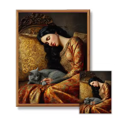 1set 30x40cm[11.8x15.7inches]/40x50cm[15.7x19.7inches] Frameless Cross Stitch Kit, Including Drawing