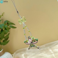 ISITA Paper Kite Phone Lanyard, Green Cartoon Beaded Bag Hanging Chain, Portable Girly Creative Chinese Style Key Chain Pendant Mobile Phone