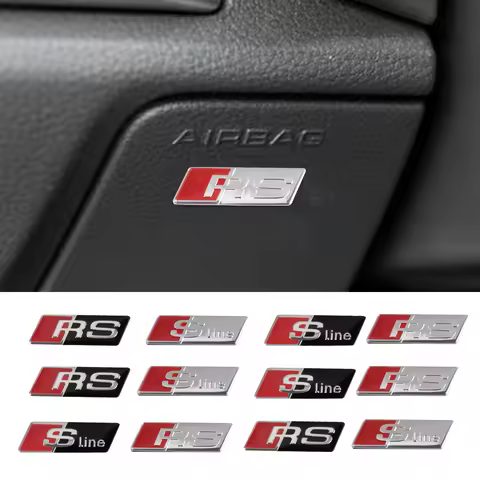 3D Aluminum Stying Car Steering Wheel SLINE RS Emblem Decoration Sticker Auto hub cap Accessories Fo