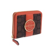 [Coach] Wallet Women's Wallet Card Case Canvas LISIG JQLON ZIP WL C8323 (BROWN×MANGO/Orange)