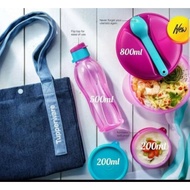 set bekas bekal tupperware siap beg