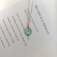 天然海紋石吊墜 14KGF 海紋石項鏈 拉利瑪吊墜 Larimar