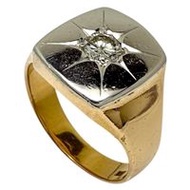 二手，13號，0.28克拉鑽石戒指，18K金/Pt850鉑金（經分析），10.9克。