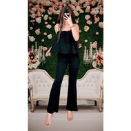 Knitted Flare Black Pants for Women Square Pants Skintone Leggings