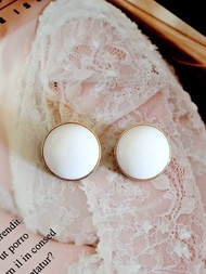 vintage jewelry  Monet 半球形賽珞珞 夾式耳環