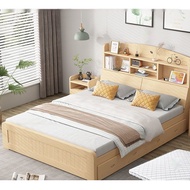 [SG Sellers]Solid Wooden Bed Frame 1.8m double bed Bed Frame With Mattress Storage Bed Frame With bedside table With drawers Bed Frame With Headboard Single/Queen/King Bed Frame