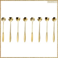 [K O G X] 8X Stainless Steel Cherry Flower Gold Scoop Coffee Spoon Kitchen Dessert Tea Accessories T