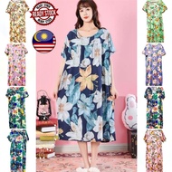 ✅READY STOCK Plus size night dress, Sleepwear pyjamas ladies cute flower Baju tidur wanita plus size pajamas jumbo murah