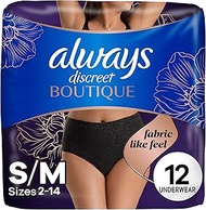 Always Discreet Boutique Low-Rise Postpartum Incontinence Underwear Size S/M Maximum Absorbency, Up 