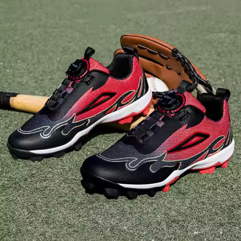 Youth Mid-Top Baseball Softball Cleats - Non-Slip Spiked Athletic Shoes for Teen Training & Competit