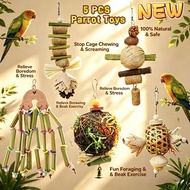 Bird Hanging Foraging Chew Toy, Safe Natural Wooden Toy for Budgie Lovebird Parrot