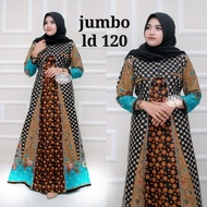 Baju dress gamis batik wanita kombinasi motif bunga jumbo ld 120