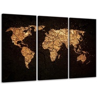 3 Piece Retro World Map Paintings on Canvas Picture Home Decor Posters and Prints for Living Room Br