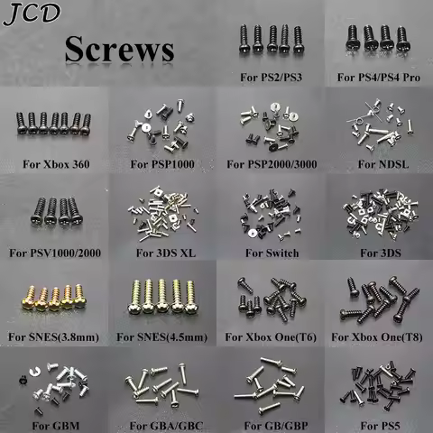 JCD Screws Replacement For PS2 PS3 PS4 Pro PS5 XBOX 360 XBOX ONE PSP1000 2000 3000 3DS XL SNES NDSL 