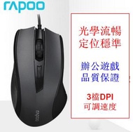 全城熱賣 - 有線商務遊戲滑鼠Rapoo-N300-黑色