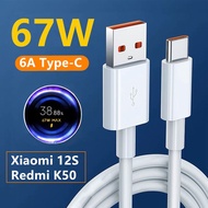 เหมาะสำหรับเครื่องชาร์จ Xiaomi 67W Note11 Redmi หัวชาร์จเร็ว/Poco X4 Gt/ F4สายข้อมูล Xiaomi 6A USB Type C โทรศัพท์มือถือสายชาร์จเร็ว Mi เทอร์โบ