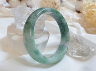 天然翡翠A貨緬甸玉綠飄花 玉鐲 貴妃鐲