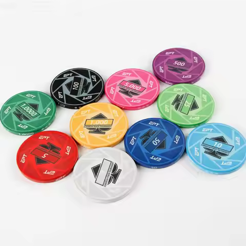 10 Pcs EPT Sports Ceramic Chips Round Chips Texas Poker Chips Card Casino Poker Accessories Game Chi
