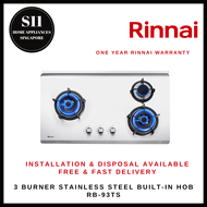 RINNAI RB-93TS 3 BURNER STAINLESS STEEL BUILT-IN GAS HOB - READY STOCKS &amp; DELIVER IN 3 DAYS