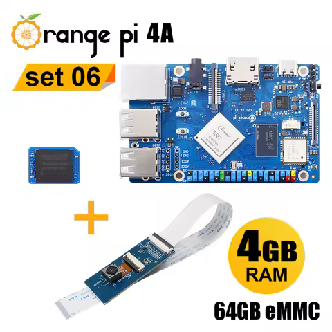OrangePi4A 4GB RAM LPDDR4/4X+64GB eMMC Module+13MP Camera Single Board Computer 3pcs Sets
