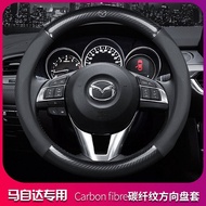 38cm Mazda Leather Breathable Car Steering Wheel Cover Logo Accessories for Mazda 2 3 5 6 8 Atenza AXELA CX5 CX7 CX3 CX9 RX