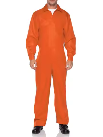 Adult Prisoner Jumpsuit Halloween Mens Costume Orange Costume Prison Inmate Jumpsuit Convict for Hal