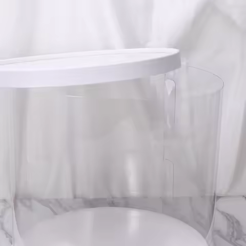 White Double-Layer Transparent Round Cake Box Eco-Friendly Pet Durable Easy to Assemble for Bakery S