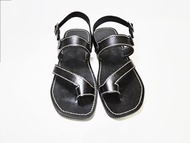 綁帶涼鞋，手工白色縫線涼鞋，男士涼鞋