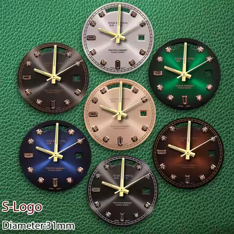 31mm S Logo 8285 Dial Printing Logo Gemstone dial No Hands No Luminous Suitable for 8285 Movement Wa