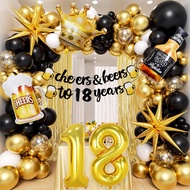 Black Gold Theme Party 30th 40th 50th 60th Latex Balloon 32inch Gold Number Happy Birthday Banner Mi