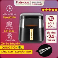 Nồi chiên không dầu 8 Lít điện tử A8DG1 Nhập Khẩu FUJIHOME tặng kèm gắp Nồi chiên cơ có kính hẹn giờ