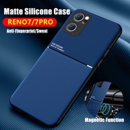Case For OPPO RENO8 4G RENO 7 Pro RENO7PRO Phone Case Leather Texture Matte Magnetic Car Holder Cover For RENO7 4G 7PRO Slim TPU Shockproof Cases