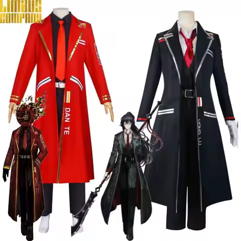 LIMBUS COMPANY Hong Lu Dante Cosplay Costume Game Character Role-play Set Black Red Long Coat Dante