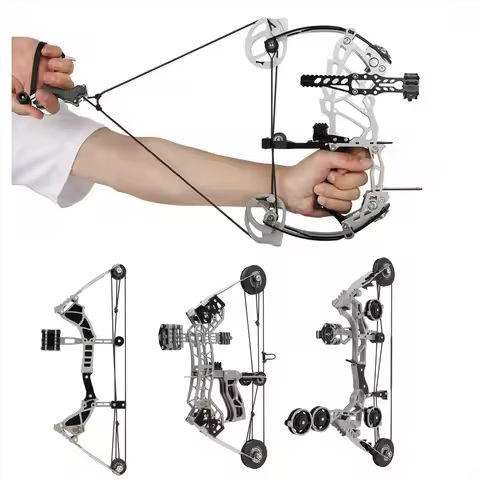 Archery High-Elastic Steel Limbs MIni Compound Bow 10lbs/12lbs/16lbs/15-32lbs for Beginners Target S