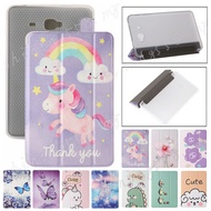 Samsung Galaxy Tab A A6 7.0 2016 SM-T285 T280 Cute Unicorn Pattern Flip Case Tri-Fold Can Foldable B