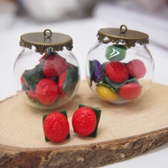 Miniature Food Ang Ku Kueh Globe Necklace or Earrings studs