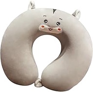 WAYUTO Memory Foam Neck Pillow for Kids Adults Cartoon U-Shaped Neck Pillow Cute Neck Rest Cushion Super Soft Travel Pillow Head Neck Support Pillow for Airplane Bus Train Car Grey Hamster