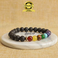 Gelang Kristal Batu Lava 7 Cakra Chakra Yoga ASLI
