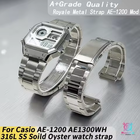 For Casio AE1200WH Watch Brushed Polished Bracelet Royale Mod 316L Stainless Steel Solid Watch Strap