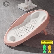 Pink Baby Bath Tub Shampoo Bed Chair Foldable Free Gift Fish Thermometer
