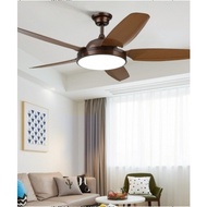 N2N_fashion EILON โคมไฟพัดลมเพดาน LED 2x24W 5 ใบพัด 52 มีรีโมท ปรับได้ 3 แสง รุ่น ZW-037 สีน้ำตาลเข้