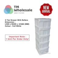 5 Tier Plastic Drawer / Laci 5 Tingkat Plastik Kabinet / Storage Cabinet / White Drawer