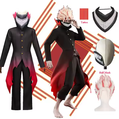 Ken Takakura Ken Okarun Dandadan Cosplay Costume Turbo Granny Mode High Necked Trench Coat Red Black