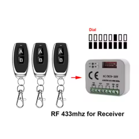 Garage Gate Remote Receiver 433 868MHz 300-900MHZ AC/DC 9-30V Receiver with Remote Control